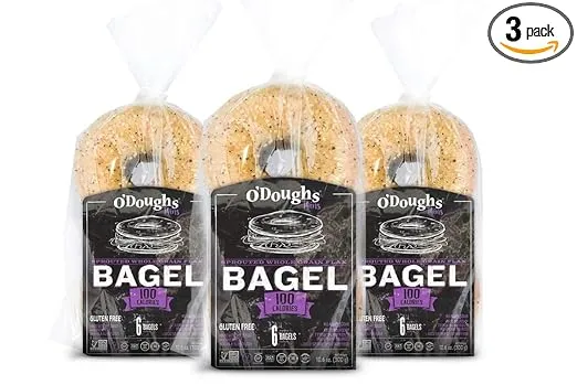 O'Dough Thins Gluten Free Bagels, Sprouted Whole Grain Flax, 100 Calorie Bagels, Presliced, 10.58 Ounce [3 Packs]