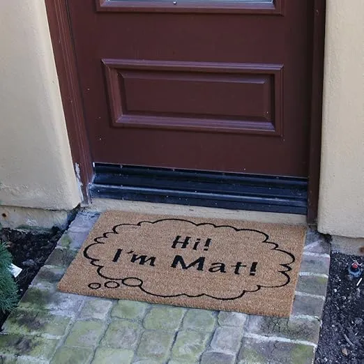 Rubber-Cal "Hi I'm Mat Coir Doormat Funny Doormats, 18 x 30-Inch