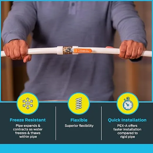 SharkBite 1 Inch x 100 Feet White PEX-A, PEX Pipe Flexible Water Tubing for Plumbing, UA80W100