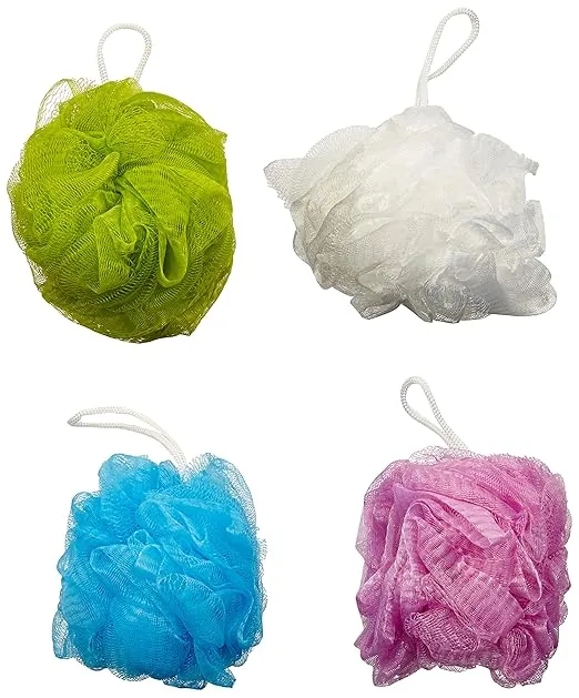 Mesh Bath Pouf Sponge 4 Pack