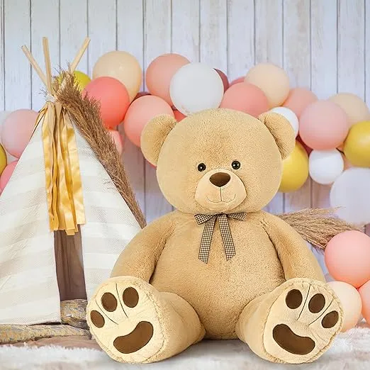 MaoGoLan 55 Inch Giant Teddy Bear Stuffed Animal, Big Stuffed Bear for Baby Shower Life Size Large Teddy Bear for Girlfriend Boyfriend Wife Children（Light Brown）