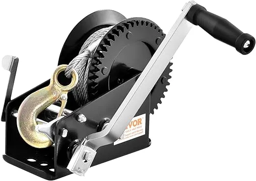 VEVOR Hand Winch, 3500 lbs Pulling Capacity, Boat Trailer Winch Heavy Duty Rope Crank with 33 ft Steel Wire Cable and Two-Way Ratchet, Manual Operated Hand Crank Winch for Trailer, Boat or ATV Towing