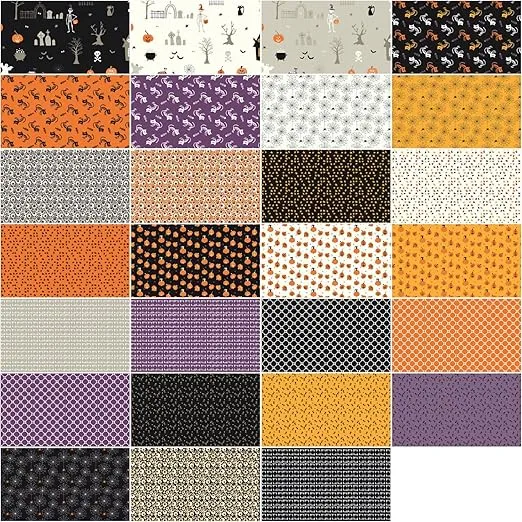 Sandy Gervais Beggar's Night 10"" Stacker 42 10-inch Squares Layer Cake Riley Blake 10-14500-42, Assorted