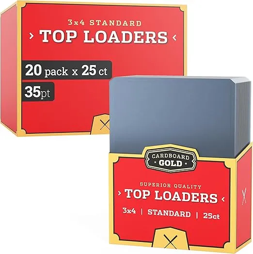 Cardboard Gold - 35pt Top Loaders for Cards - 500 Count - Premium 3x4 Inch Trading Card Toploaders - Protect Your Baseball and Sports Cards with These Crystal Clear Hard Plastic Sleeves Protectors