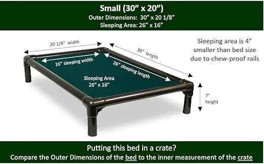 Kuranda Chewproof Dog Bed - Walnut PVC - 30" x 20" - Ballistic Nylon - Forest