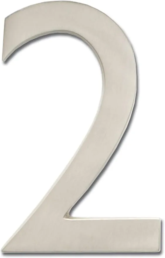 Architectural Mailboxes 3582SN-2 4 inch Solid Brass Floating House Number, 2, Satin Nickel