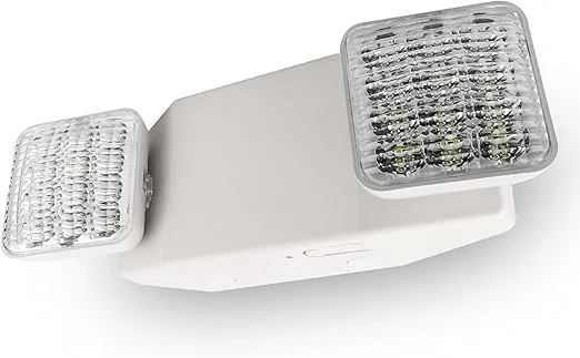 Emergency Lights for Business, LED Emergency Light Hardwired with Battery Backup, UL Listed, Adjustable LED Heads, White Housing, Remote Head Capable, Commercial Indoor Lighting