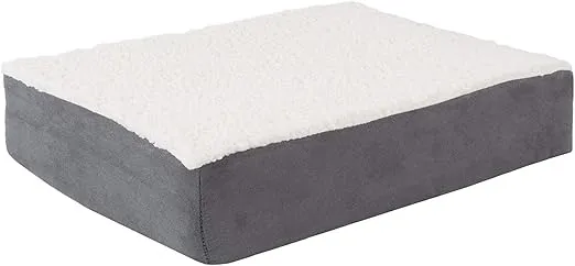 Orthopedic Dog Bed - 2-Layer Memory Foam Crate Mat with Machine Washable Sherpa Cover - 20x15 Pet Bed for Small Dogs Up to 20lbs by PETMAKER (Gray)
