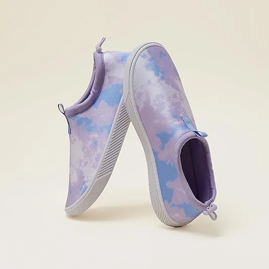 Lands' End Kids Water Shoes, Boys and Girls Water Shoes for Kids, Quick Dry Slip On Aqua Swim Shoes for Kids Pool or Beach, Purple Tie Dye or Navy Blue, Size 1 Little Kid to 7 Big Kid Youth