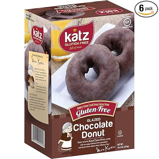 Katz Gluten Free Glazed Chocolate Donuts | Dairy Free, Nut Free, Soy Free, Gluten Free | Kosher (3 Packs of 6 Donuts, 10.5 Ounce Each)