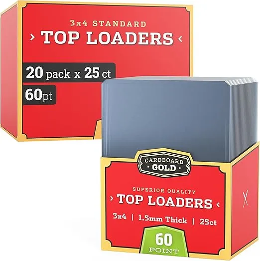 Cardboard Gold - 60pt Top Loaders for Cards - 500 Count - Premium 3x4 Inch Trading Card Toploaders - Protect Your Baseball and Sports Cards with These Crystal Clear Hard Plastic Sleeves Protectors