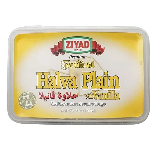 Ziyad Traditional Mediterranean Sesame Fudge Halva with Vanilla, Additives No Preservatives, 25 oz