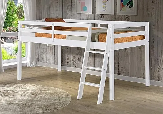 Alaterre Furniture Roxy Twin Wood Junior Loft Bed, White