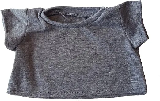 Grey Basic Tee Shirt Teddy Bear Clothes Fit 14" - 18" Build-a-bear and Make Your Own Stuffed Animals