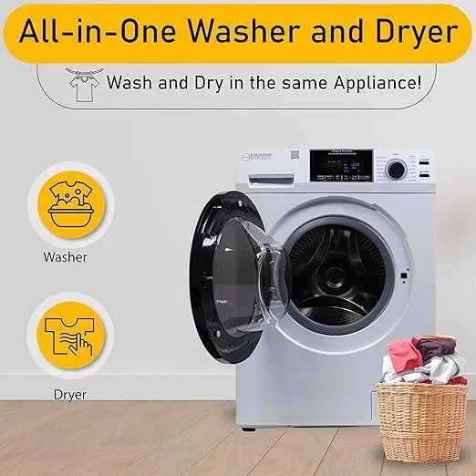 Equator All-in-One Washer Dryer VENTLESS/VENTED PET cycle 1.62cf/15lbs 110V in Silver