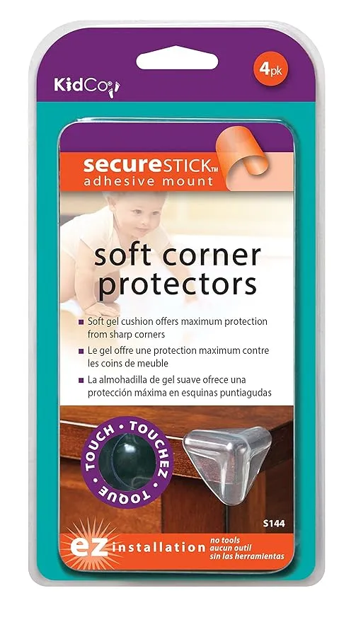 KidCo S144 Soft Corner Protectors 4 pkg Corner Protector for Baby, Protectors Guards, Furniture Corner Guard & Edge Safety Bumpers - Baby Proof Bumper Cushion