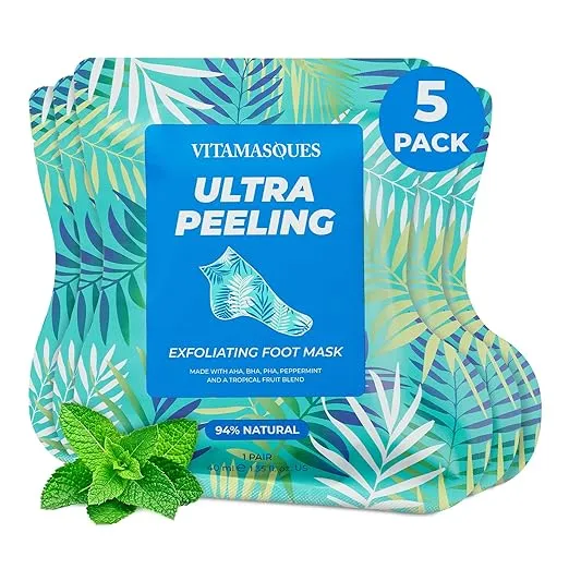 Vitamasques Ultra Foot Peeling Mask, 5 Pack - Exfoliating Foot Peel Mask for Dry Cracked Feet & Dead Skin - Cruelty-Free & Dermatologically Tested Foot Care