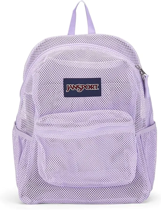JanSport Eco Mesh Backpack, Pastel Lilac, 17” x 12.5” x 6” - Semi-Transparent Bag for Adults with Laptop Sleeve, Padded Back Panel - Large Backpack