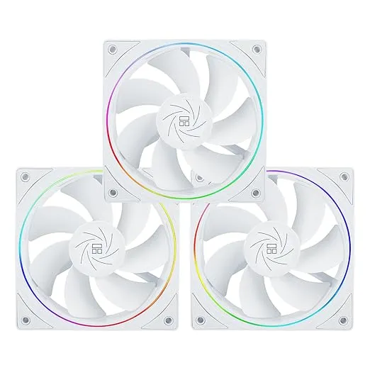 Thermalright TL-S12RW X3 CPU Fan 120mm Reverse Fan Case Cooler Fan Comes with ARGB Lighting,CPU Cooling Fan with 1500RPM Speed,White PC PWM Silent Computer Fan,Set of Fans