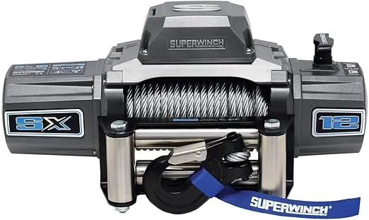 Superwinch 1712200 SX12 12V DC Winch 12,000lb (5,443kg) Single Line Pull with Roller Fairlead 3/8" x 85' Steel Wire Rope Corded Handheld Remote