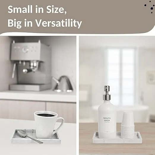 Countertop and Vanity Tray – Small 7.7" Silicone Soap Dispenser Tray, Shatterproof Flexible Bathroom Tray, Kitchen Sink Tray for Soap Bottles, Key Trinket Ring Tray, Original Silicone Tray
