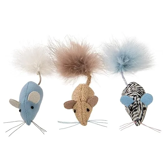 SmartyKat Instincts 3-Pack Catnip Caravan Mice Plush Cat Toys, Contains Catnip & Silvervine - Multicolor, 3-Pack