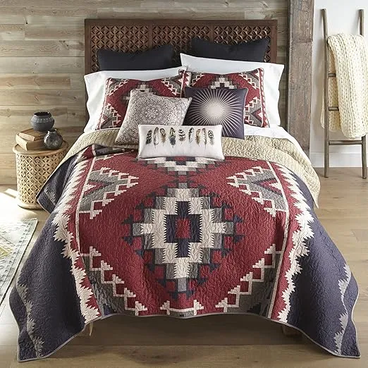 Donna Sharp King Bedding Set - 3 Piece - Mojave Red Southwest Quilt Set with King Quilt and Two King Pillow Shams - Machine Washable