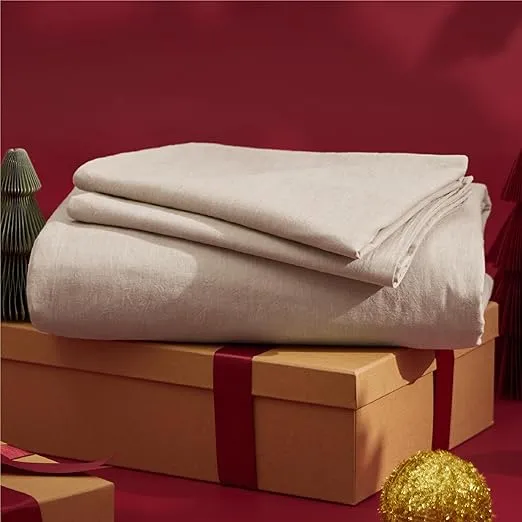 Bedsure 100% Washed Cotton Duvet Cover Queen - Warm Sand Minimalist Duvet Cover Set Linen Like - 3 Pieces Plain Simple Duvet Cover Set Gifts for Her (Warm Sand, Queen, 90"x90")