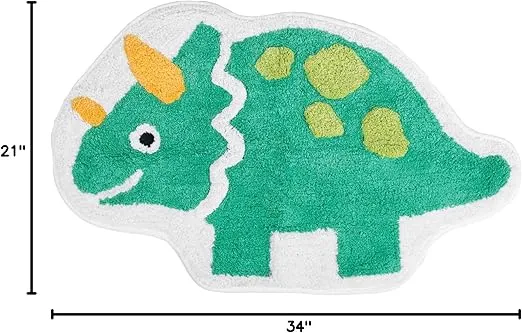 Allure Home Creation Dinosaur Bath Mat Rug Cotton Tufted Shaped 34"x21"