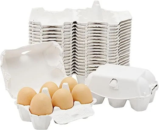 Juvale 20 Pack, 1/2 Dozen Empty Egg Cartons for Chicken Eggs, Half dozen Egg Holder for Farmers Market, Home Grown Tray, Arts and Crafts, Mini Egg Cartons, Hold 6 Eggs each, White