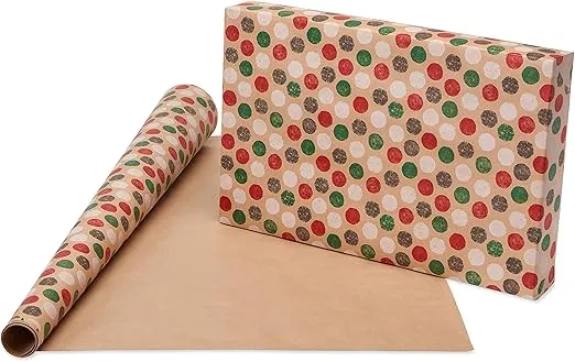 American Greetings 80 sq. ft. Wrapping Paper Bundle for Christmas and All Holidays, Red, Green and Kraft (4 Rolls 30 in. x 8 ft.)