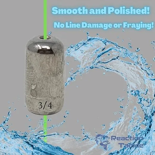 Reaction Tackle Tungsten Barrel Weights, Fishing Sinkers, Egg Shaped Tungsten Fishing Weights Used for Carolina Rig Bass Fising - Size Stamped on All Weights for Freshwater or Saltwater Fish