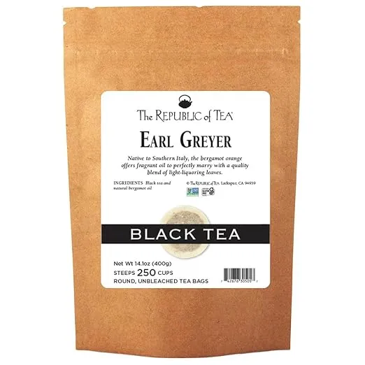 The Republic of Tea British Earl Greyer Tea Refill Bag, 250 Tea Bags, Gourmet Black Tea, Caffeinated