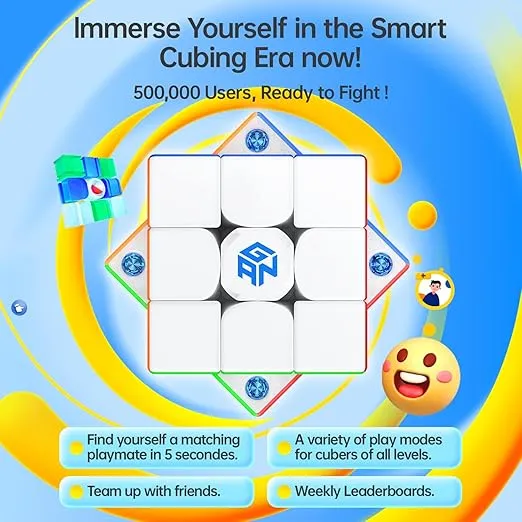 GAN 356 i Carry 2, Magnetic Smart Cube 3x3, Smart Phone Connected Speedcube Smartcube, Intelligent Timer Tracking Movements Steps with App Online Competition, Battery Replaceable Frosted Coated