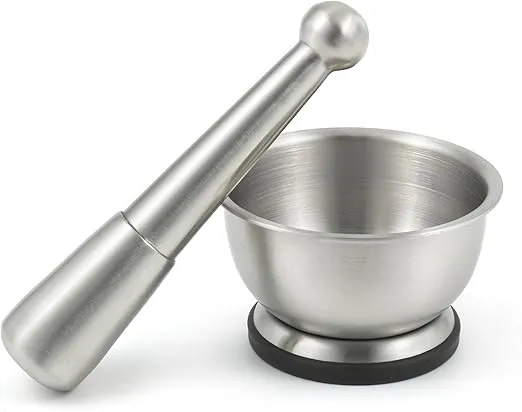 75552 Brushed Stainless Steel Spice Grinder/Mortar and Pestle Set/Molcajete (1 Cup) - Quality Kitchenware for Your Home
