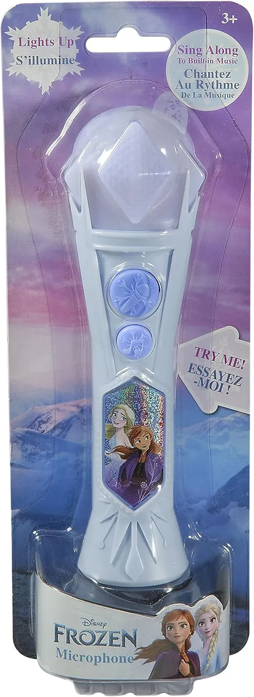 eKids Disney Frozen 2 Toy Microphone for Kids with Built-in Music and Flashing Lights, Designed for Fans of Frozen Merchandise and Frozen Gifts for Girls