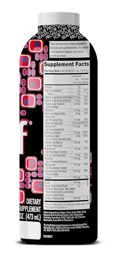 Detoxify The Stuff Extra– Fruit Flavor – 20 oz - Herbal Cleansing - Plus Sticker and Bag