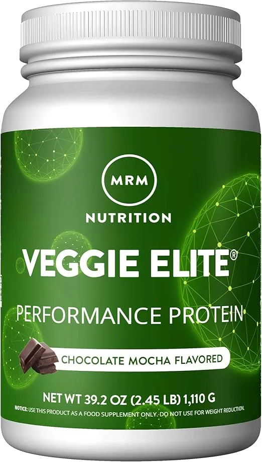 MRM Nutrition Veggie Elite Performance Protein | Chocolate Mocha Flavored| Plant-Based Protein| Easy to Digest | with BCAAs| Vegan + Gluten-Free | Clinically Tested| Digestive enzymes | 30 Servings