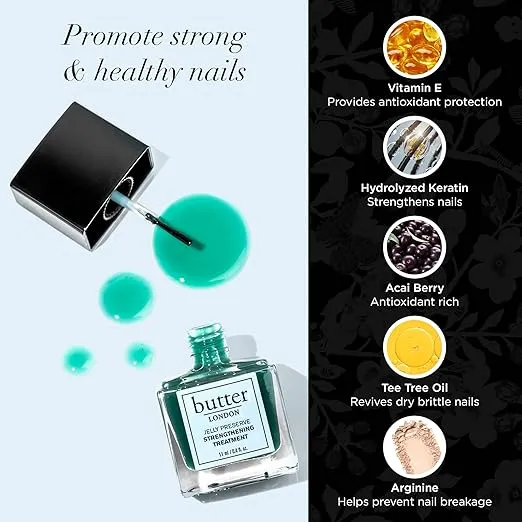 butter LONDON Nail Strengthener for Damaged Nails, Jelly Preserve - Translucent Finish Nail Polish Strengthens, Nourishes & Rejuvenates Nail Beds & Roots - Nail Care Products