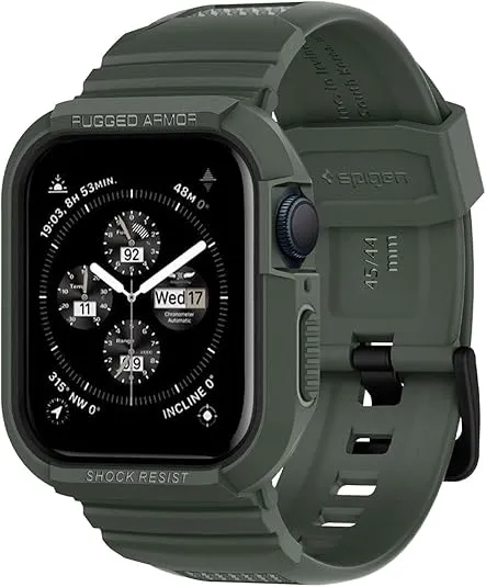 Spigen Rugged Armor Pro Designed for Apple Watch Case with Band Series 9/8/SE2/7/6/SE/5/4 45mm/44mm