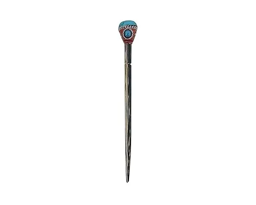 Natural Tumbled Healing Gemstone Crystal Chonta Wooden Hair Stick Long Pin for Buns Womens Fashion Handmade Gifts Boho Reiki Accessories (Turquoise)