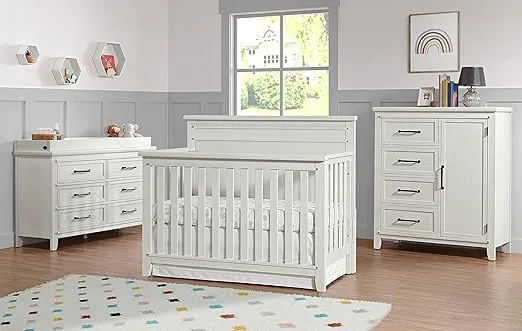 Soho Baby Ellison Premium Changing Topper for 6-Drawer Dresser, Rustic White