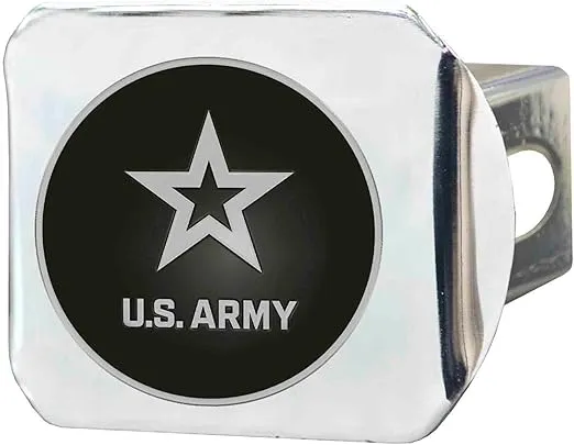 United States Army Metal Hitch Cover with 3D Chrome Team Logo by FANMATS - Unique 3D LOGO Molded Design – Easy Installation on Truck, SUV, Car - Ideal Gift for Die Hard Armed Services Veteran