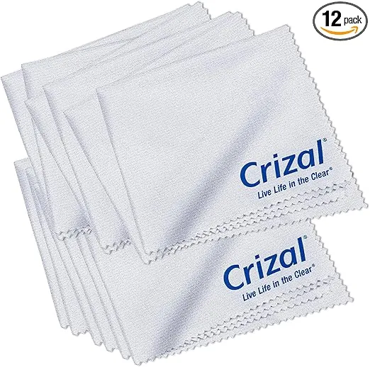 Crizal Microfiber Cleaning Cloth for Glasses, 12 Pack | The Best Microfiber Cleaning Clothes Anti Reflective Coated Lenses and Eyeglasses Lenses