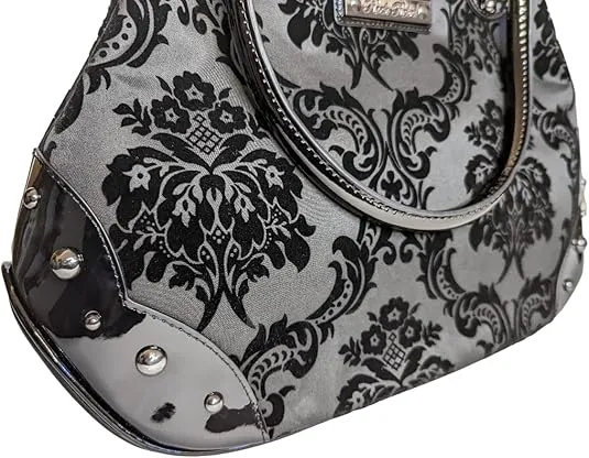 Rock Rebel Mistress Black on Black Victorian Damask Retro Kisslock Purse