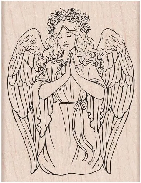 Hero Arts K6469 Woodblock Stamp, Christmas Angel