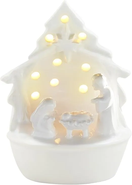 Mud Pie Light Up Nativity Table SITTERS, White