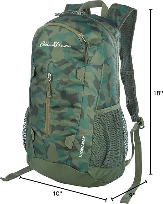 Eddie Bauer Stowaway Packable Backpack-Made from Ripstop Polyester, Sprig, 20L