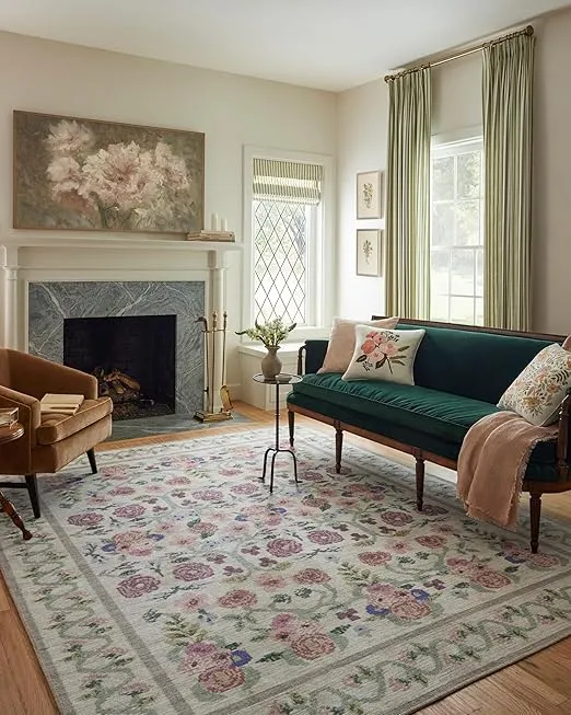 Loloi Rifle Paper Co. x Rosa Ivory 3'-9" x 5'-6" Accent Rug