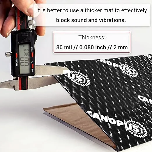 CANOPUS Car Sound Deadening Mat, 80 mil 10 sqft, Pack of 10 Sheets, Butyl Sound Deadener Mat, Audio Car Sound Dampening Material for Car Trunk, Door, Floor and Ceiling, Black